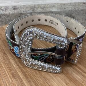 Blazon Roxx womens L western embroidered floral vine rhinestones and borealis
